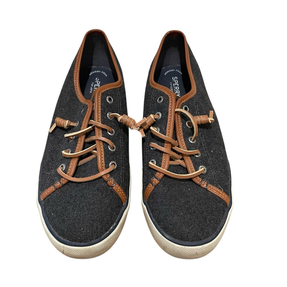 Sperry Women’s Wool Felt Sneakers Charcoal Brown Trim Size 10M - Picture 3 of 8